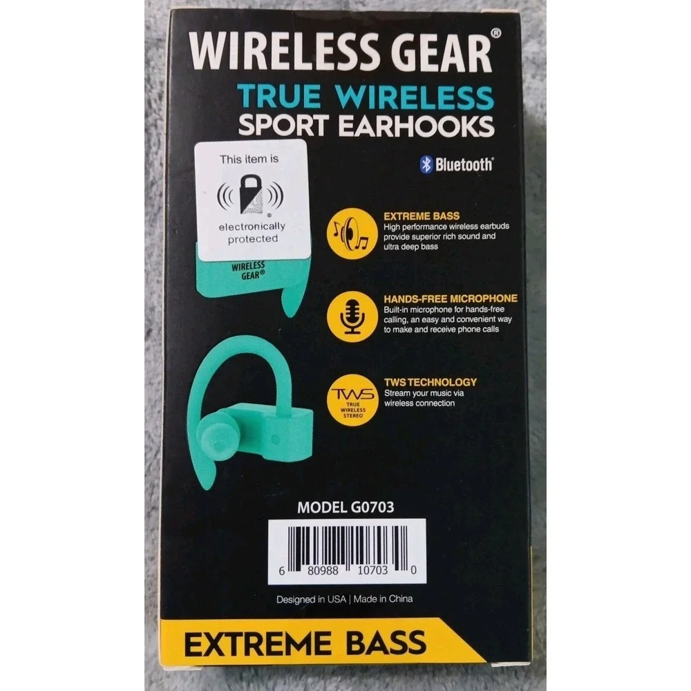 Wireless Gear True Wireless‎ Sport Earhooks Earphones Bluetooth Extreme Bass